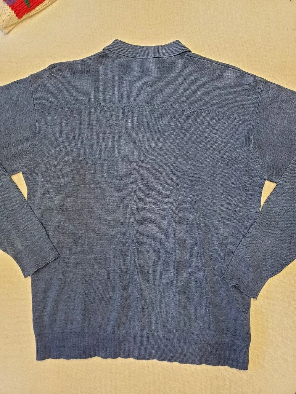 Tommy Bahama Men's L Long Sleeve Knit Polo Sweater Blue Silk Cotton Blend